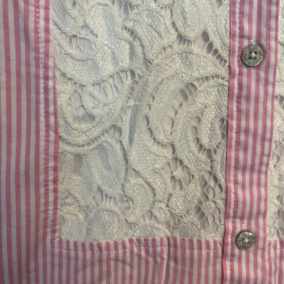 U.S. Polo Assn. Pink Pinstripe Lace Button Down Shirt M - Picture 5 of 13